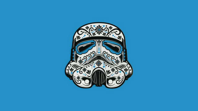 Star wars trooper helmet blue free wallpaper for desktop - medium preview image