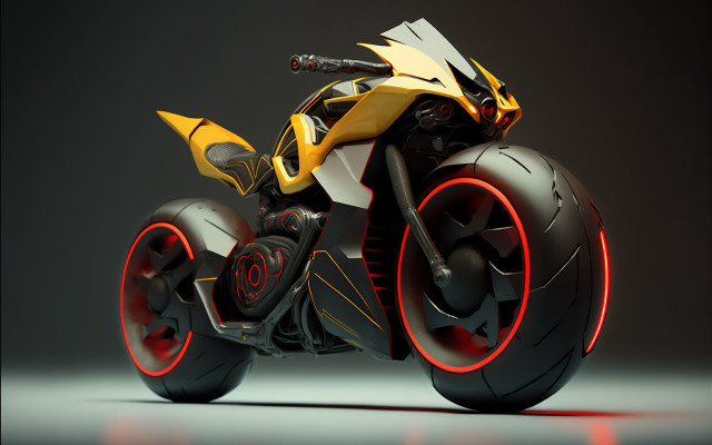 Yellow black motorcycle red wheels free wallpaper for desktop - medium preview image