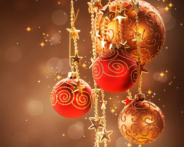 Christmas ornaments string brown background free wallpaper for desktop - medium preview image