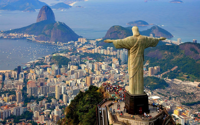 Christ statue rio city ocean free wallpaper for desktop - medium preview image