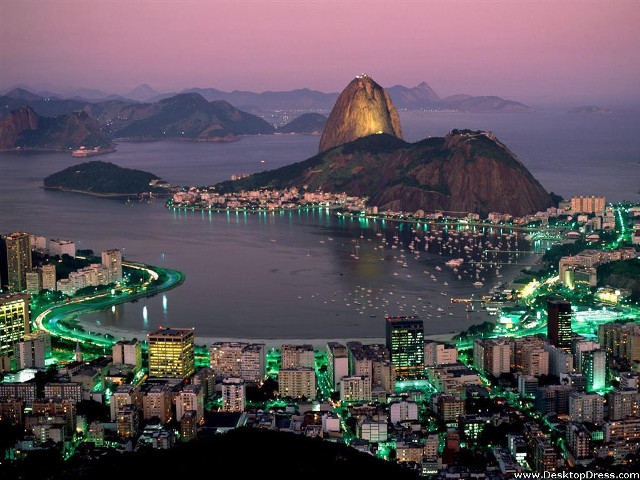 City mountain water night lit free wallpaper for desktop - medium preview image