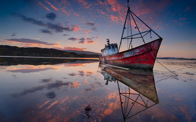 Lake reflection sunset cloudy sky free wallpaper for desktop - medium preview image