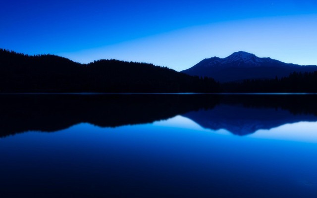 Mountain reflection lake dusk blue free wallpaper for desktop - medium preview image