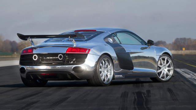 Silver sports car driving track free wallpaper for desktop - medium preview image