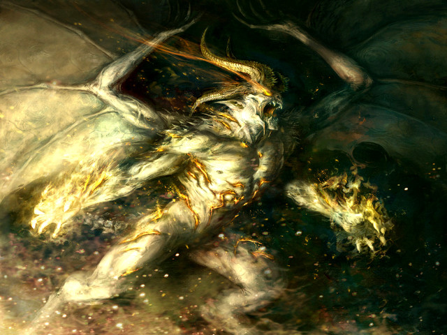 Demon painting demon body wings free wallpaper for desktop - medium preview image