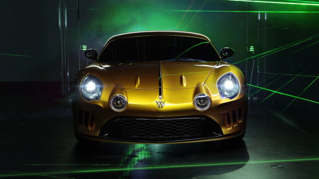Gold sports car green lasers free wallpaper for desktop - medium preview image