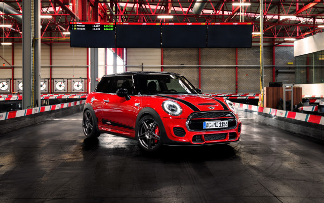 Red mini cooper garage striped free wallpaper for desktop - medium preview image