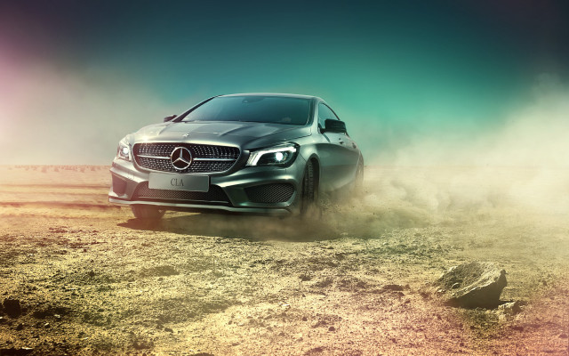 Mercedes benz coupe desert dirt free wallpaper for desktop - medium preview image