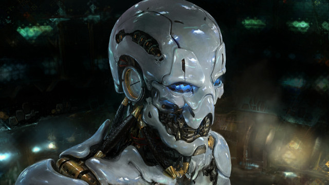 Robot blue eyes white body free wallpaper for desktop - medium preview image