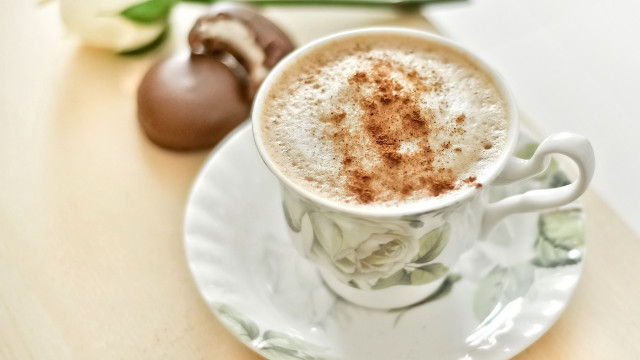 Coffee cinnamon saucer flower rococo free wallpaper for desktop - medium preview image