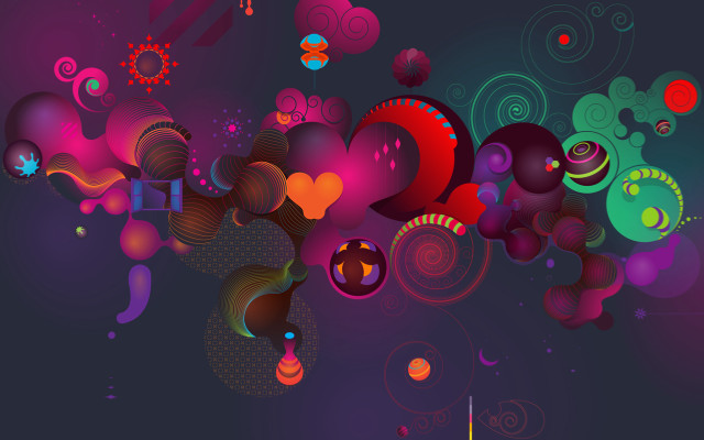 Colorful abstract shapes heart spiral free wallpaper for desktop - medium preview image
