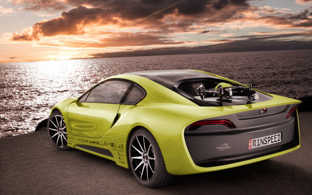 Beach car sunset ocean cloudy free wallpaper for desktop - medium preview image