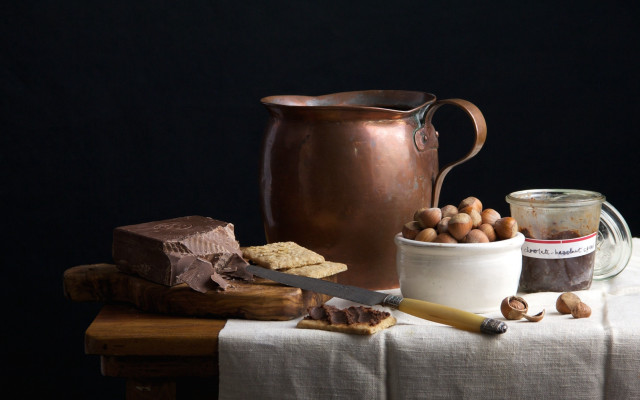 Chocolate pitcher nuts cookie stilllife free wallpaper for desktop - medium preview image