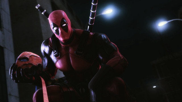 Deadpool dark city night baseballbat free wallpaper for desktop - medium preview image