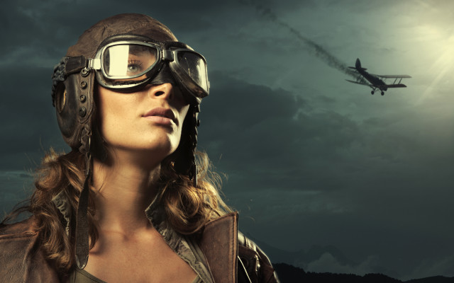 Pilot goggles plane sky military free wallpaper for desktop - medium preview image