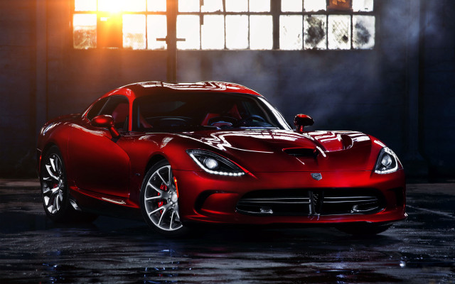 Red sports car garage sunlight free wallpaper for desktop - medium preview image