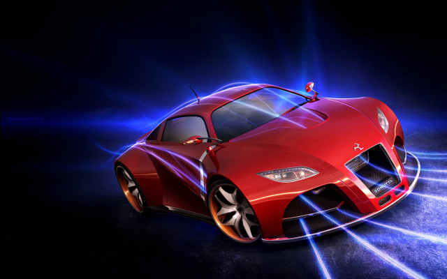 Red sports car blue light #3 free wallpaper for desktop - medium preview image