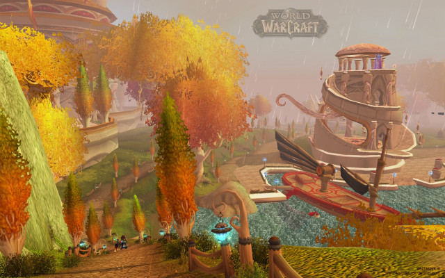 Fantasy waterfall boat trees man free wallpaper for desktop - medium preview image