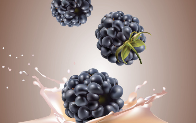 Grapes milk splash leaf 3d free wallpaper for desktop - medium preview image