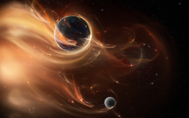 Black hole white ball space free wallpaper for desktop - medium preview image