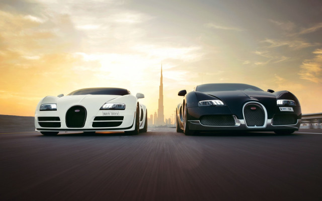 Bugatti sunset city matte painting free wallpaper for desktop - medium preview image