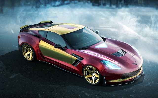 Red gold sports car smoke free wallpaper for desktop - medium preview image