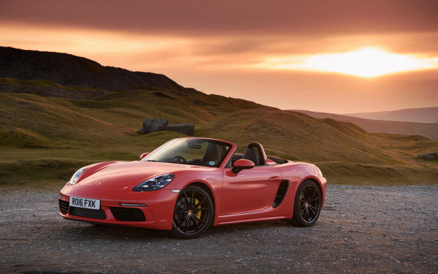 Red sports car mountain sunset #5 free wallpaper for desktop - medium preview image
