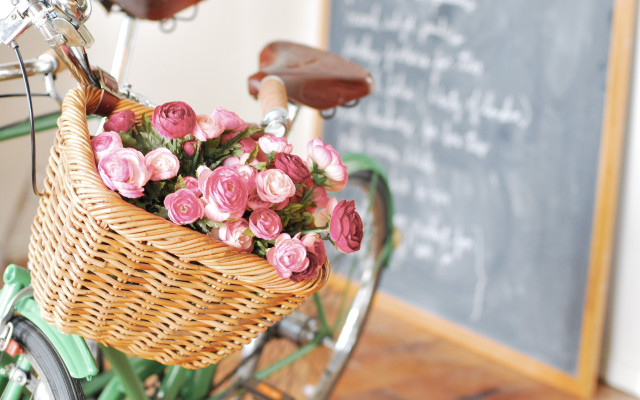 Bicycle basket flowers chalkboard roses free wallpaper for desktop - medium preview image