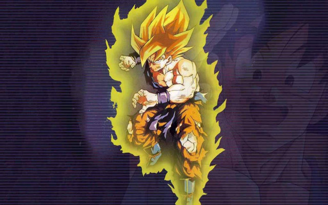 Dragon ball character yellow flame free wallpaper for desktop - medium preview image