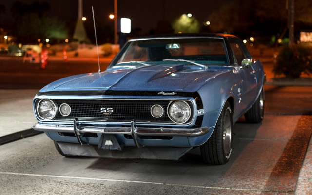 Blue car parking lot night #4 free wallpaper for desktop - medium preview image