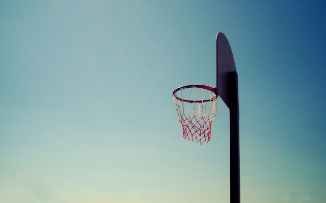 Basketball hoop sky gradient minimalism free wallpaper for desktop - medium preview image