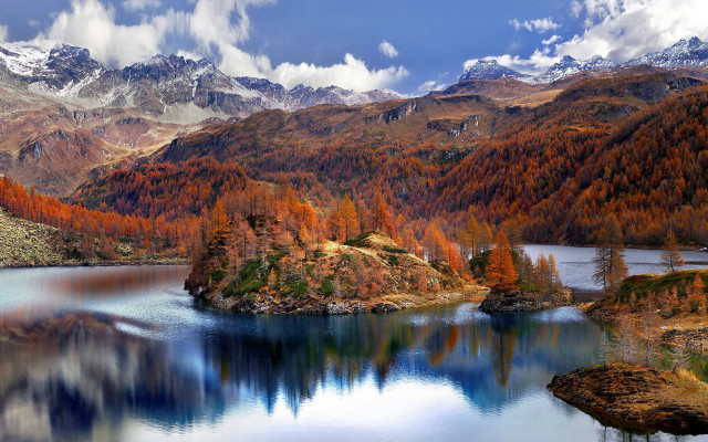 Lake mountains trees sky clouds #28 free wallpaper for desktop - medium preview image