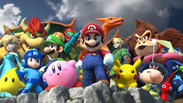 Nintendo characters rock mountain clouds free wallpaper for desktop - medium preview image