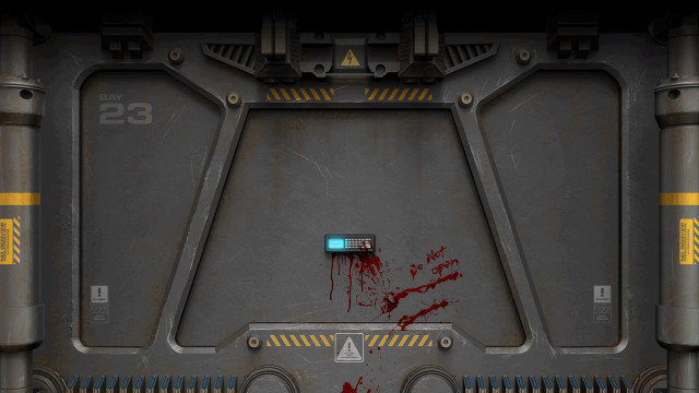 Metal door red blue light free wallpaper for desktop - medium preview image