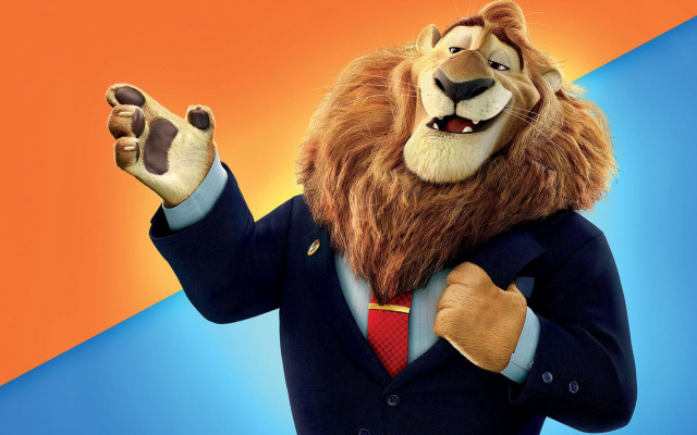 Lion suit tie arms out free wallpaper for desktop - medium preview image