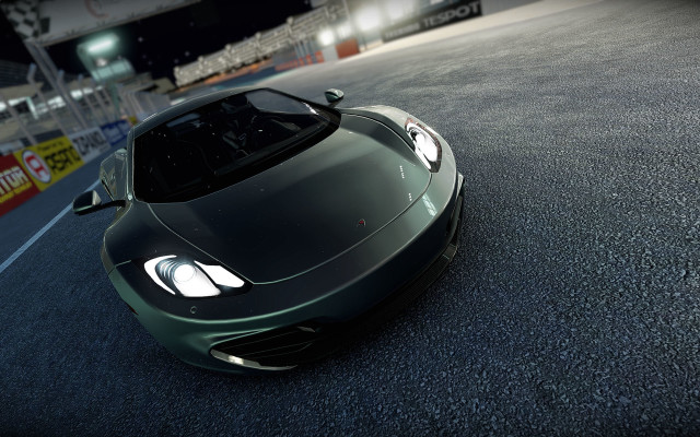Green sports car night race free wallpaper for desktop - medium preview image