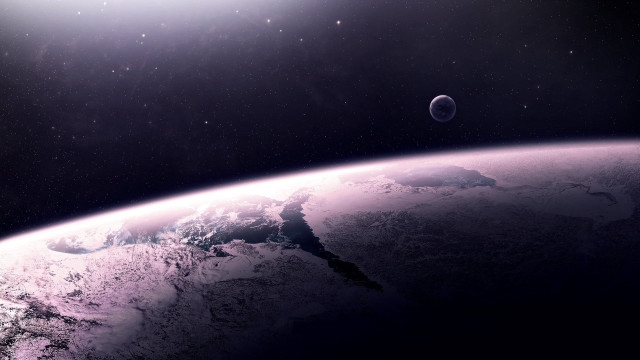 Earth space aurora moon starry free wallpaper for desktop - medium preview image