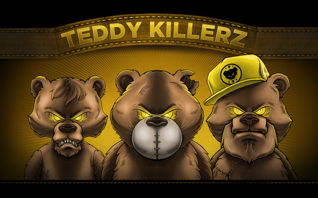 Three bears yellow eyes hats free wallpaper for desktop - medium preview image