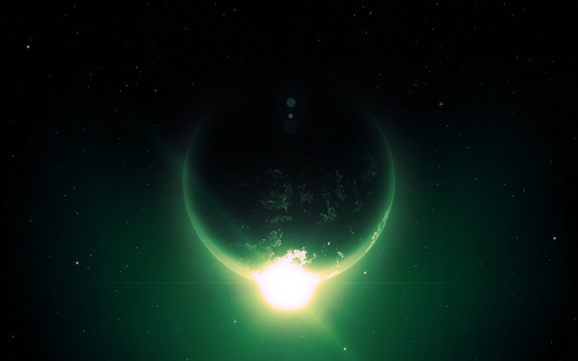 Green eclipse space astronaut fireworks free wallpaper for desktop - medium preview image