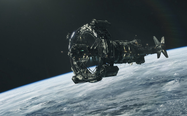 Space station earth view sunrise free wallpaper for desktop - medium preview image