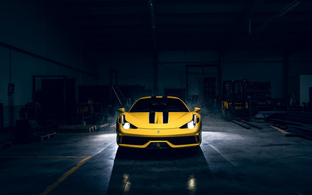 Yellow sports car dark garage #2 free wallpaper for desktop - medium preview image