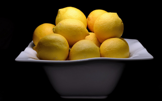 White bowl lemons black background free wallpaper for desktop - medium preview image