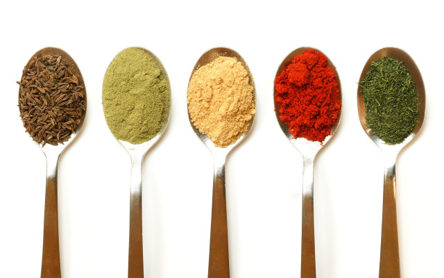 Five spoons spices white background free wallpaper for desktop - medium preview image