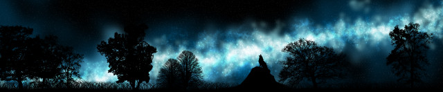 Night sky stars trees church free wallpaper for desktop - medium preview image