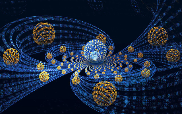 Blue yellow abstract circles dots free wallpaper for desktop - medium preview image