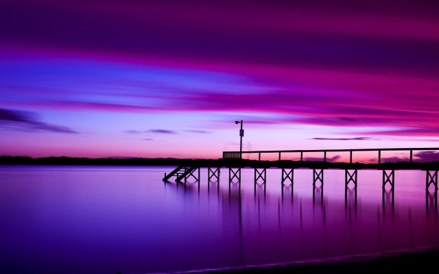Pier lake purple sunset lighthouse free wallpaper for desktop - medium preview image