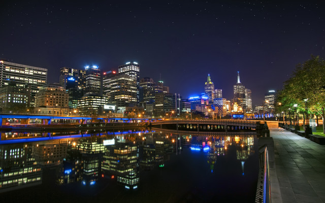 City skyline night river bridge #16 free wallpaper for desktop - medium preview image