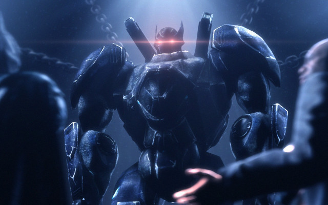 Man robot dark room light free wallpaper for desktop - medium preview image