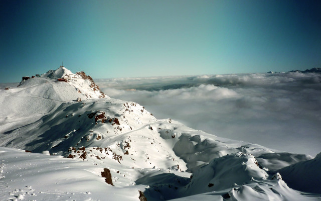 Snowy mountain sky clouds snowboard #2 free wallpaper for desktop - medium preview image