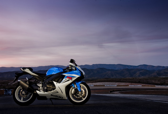 Blue white motorcycle road dusk free wallpaper for desktop - medium preview image